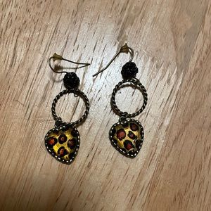 Betsey Johnson vintage 2004 leopard heart earrings
